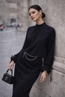 Tesettür giyim SİYAH FIFIR DETAYLI BLUZ T 5826