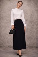 Tesettür giyim BEYAZ FIFIR DETAYLI BLUZ T 5826