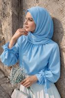Tesettür giyim MAVİ FIFIR DETAYLI BLUZ T 5826