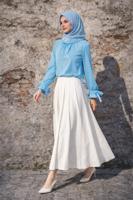 Tesettür giyim MAVİ FIFIR DETAYLI BLUZ T 5826