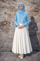 Tesettür giyim MAVİ FIFIR DETAYLI BLUZ T 5826