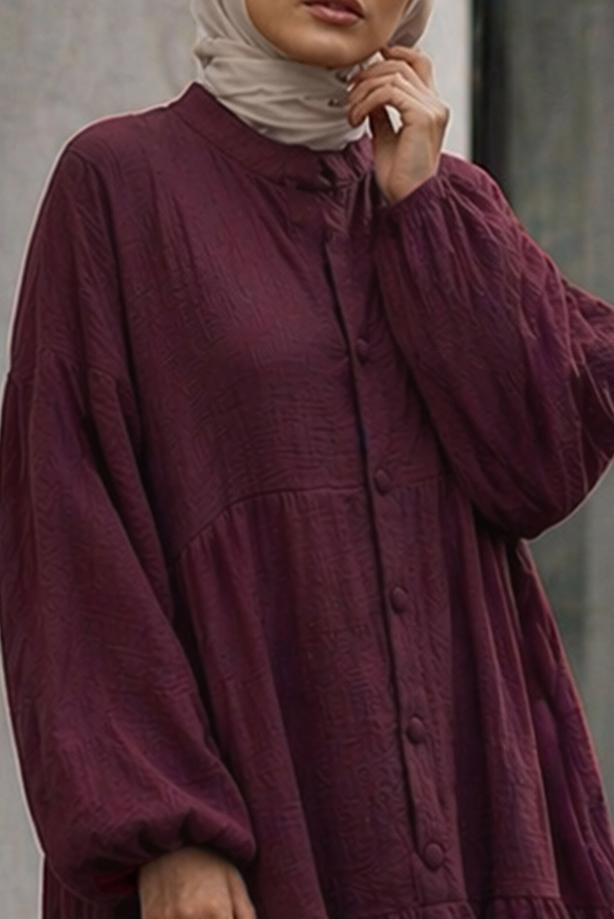 Tesettür giyim MÜRDÜM MÜSLİN SALAŞ ELBİSE T 1601 - TRENDTESETTÜR