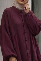 Tesettür giyim MÜRDÜM MÜSLİN SALAŞ ELBİSE T 1601