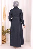 Vêtements hijab BLEU MARINE ROBE EN JEAN CEINTURÉE T 1607