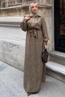 Hijab clothing MINK BELTED JACQUARD DRESS T 4822