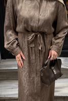 Hijab clothing MINK BELTED JACQUARD DRESS T 4822
