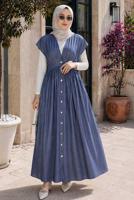 Hijab clothing NAVY BLUE DENIM-LOOK DRESS T 4826
