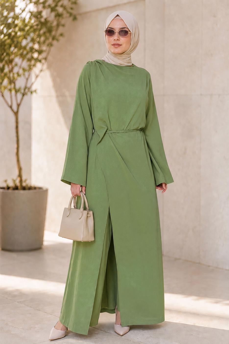 Hijab clothing GREEN TIED JUMPSUIT T 5136