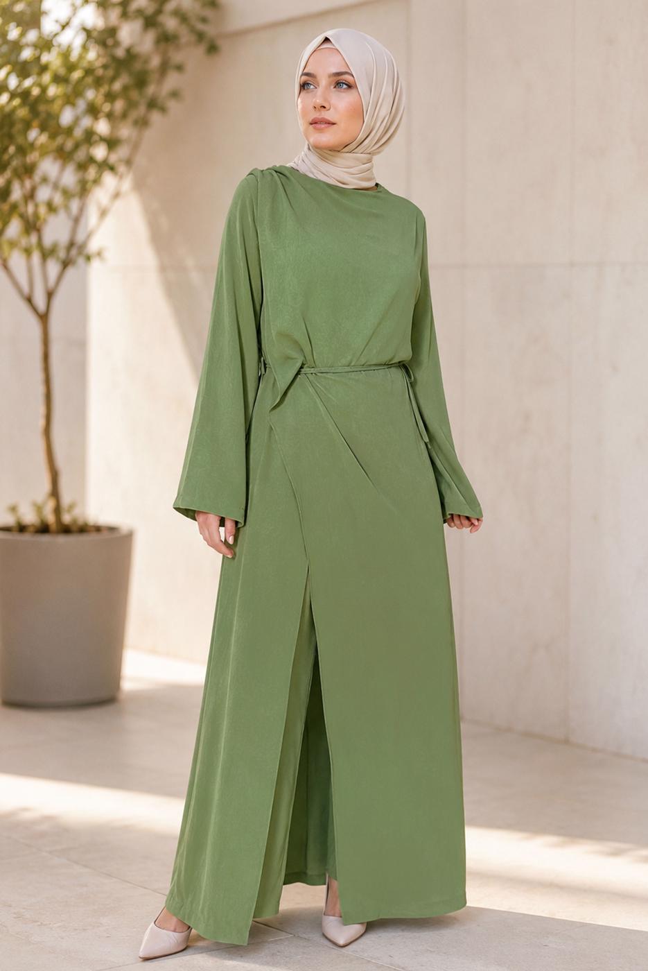 Hijab clothing GREEN TIED JUMPSUIT T 5136
