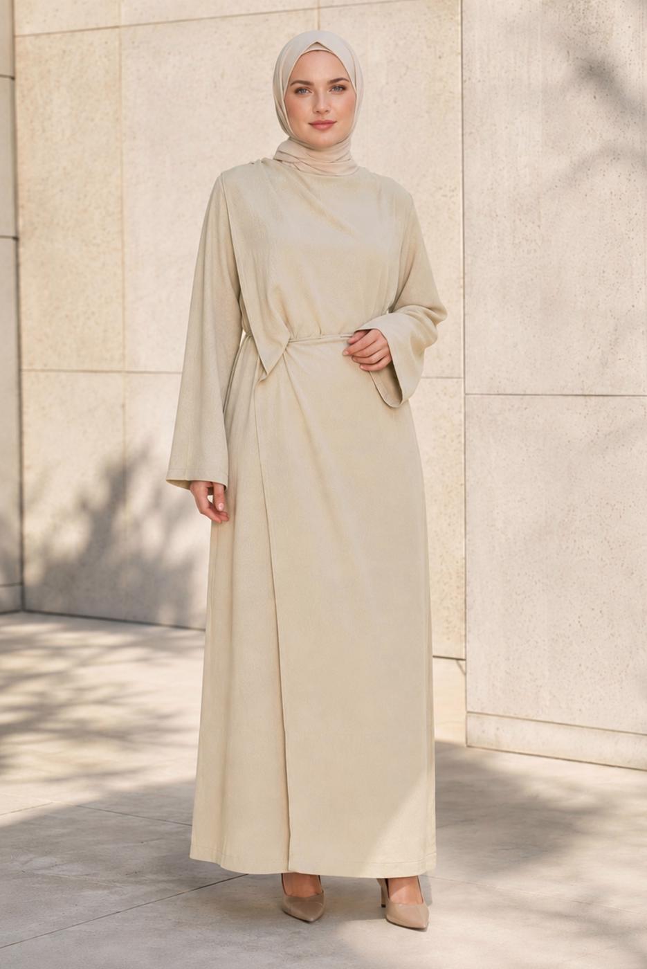 Hijab clothing BEIGE TIED JUMPSUIT T 5136
