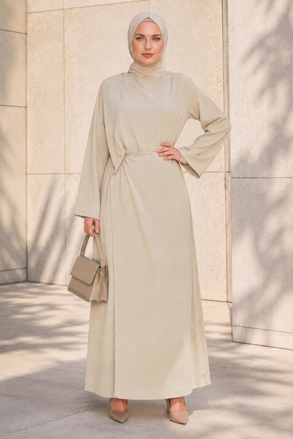 Hijab clothing BEIGE TIED JUMPSUIT T 5136