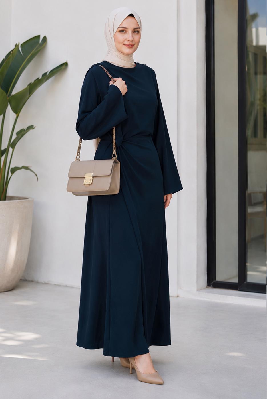 Hijab clothing NAVY BLUE TIED JUMPSUIT T 5136