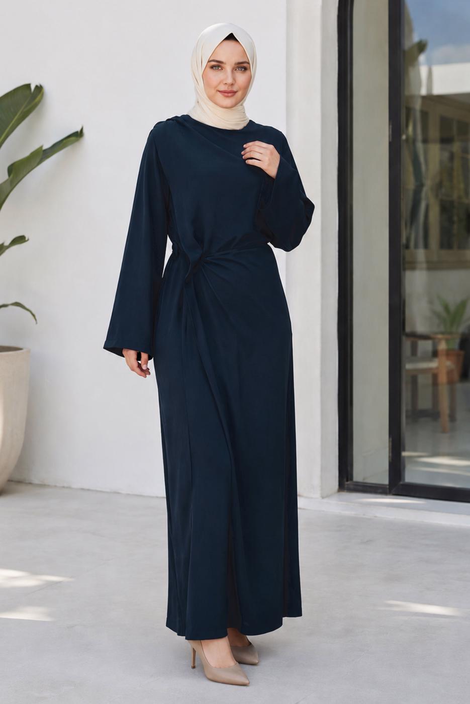Hijab clothing NAVY BLUE TIED JUMPSUIT T 5136