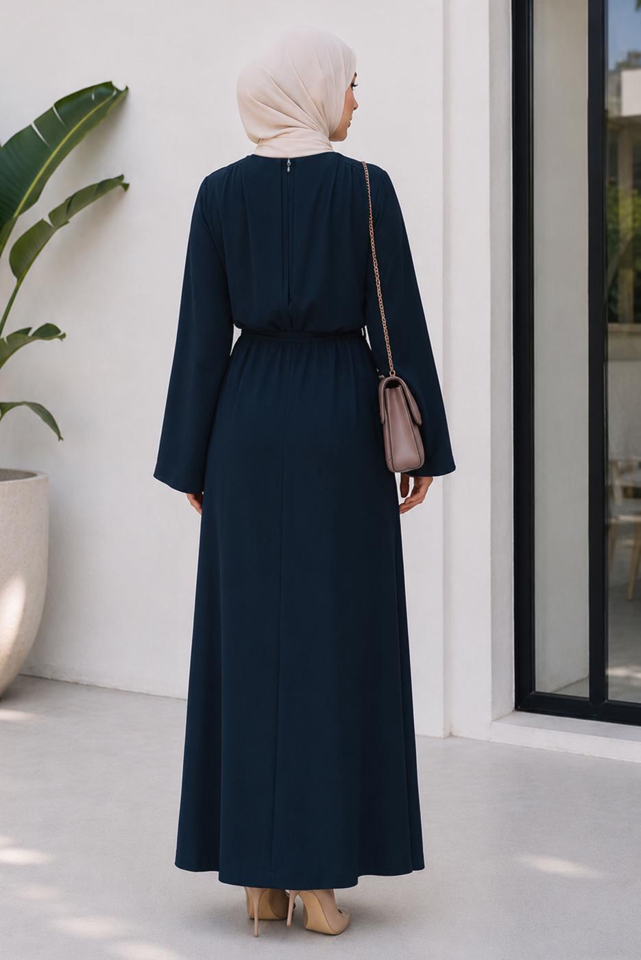 Hijab clothing NAVY BLUE TIED JUMPSUIT T 5136