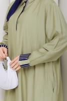 Tesettür giyim HAKİ PAMUKLU GÖMLEK YAKA ELBİSE T 5370