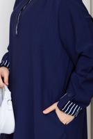 Tesettür giyim LACİVERT PAMUKLU GÖMLEK YAKA ELBİSE T 5370