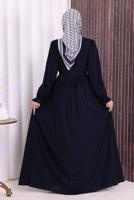 Tesettür giyim LACİVERT KUŞAKLI DÜĞME DETAYLI ELBİSE T 5506