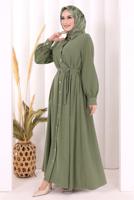 Vêtements hijab KAKI ROBE À COL CHEMISE CEINTURÉE T 5607