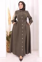 Vêtements hijab BRUN ROBE À COL CHEMISE CEINTURÉE T 5607