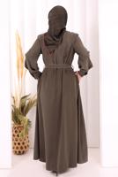 Vêtements hijab BRUN ROBE À COL CHEMISE CEINTURÉE T 5607