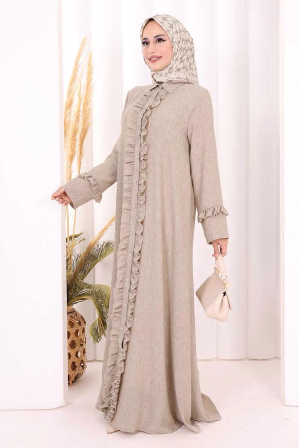 Vêtements hijab VISON ROBE DÉTAILLÉE À VOLANTS T 6606 - TRENDTESETTÜR