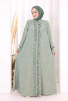 Vêtements hijab VERT ROBE DÉTAILLÉE À VOLANTS T 6606