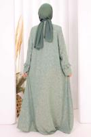 Vêtements hijab VERT ROBE DÉTAILLÉE À VOLANTS T 6606
