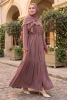 Vêtements hijab ROSE ROBE CEINTURÉE DÉTAILLÉE CHÂLE T 9306