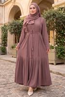 Vêtements hijab ROSE ROBE CEINTURÉE DÉTAILLÉE CHÂLE T 9306
