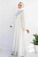 Vêtements hijab ÉCRU ROBE EN CHIFFON CEINTURE T 9493