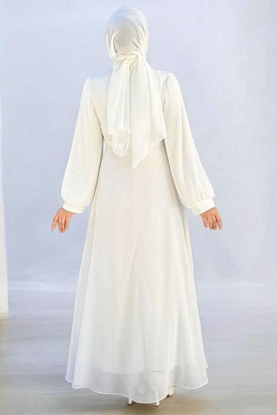 Vêtements hijab ÉCRU ROBE EN CHIFFON CEINTURE T 9493