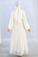 Vêtements hijab ÉCRU ROBE EN CHIFFON CEINTURE T 9493