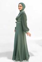 Vêtements hijab VERT ROBE EN CHIFFON CEINTURE T 9493