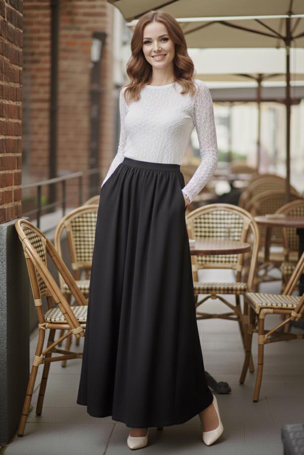 Vêtements hijab NOIR JUPE TAILLE ÉLASTIQUE T 312 - TRENDTESETTÜR