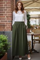 Hijab clothing KHAKI ELASTIC WAIST SKIRT T 312