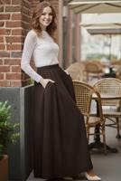 Hijab clothing BROWN ELASTIC WAIST SKIRT T 312