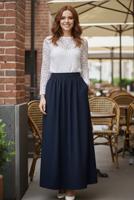 Hijab clothing NAVY BLUE ELASTIC WAIST SKIRT T 312