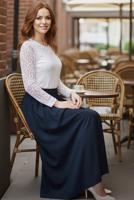 Hijab clothing NAVY BLUE ELASTIC WAIST SKIRT T 312