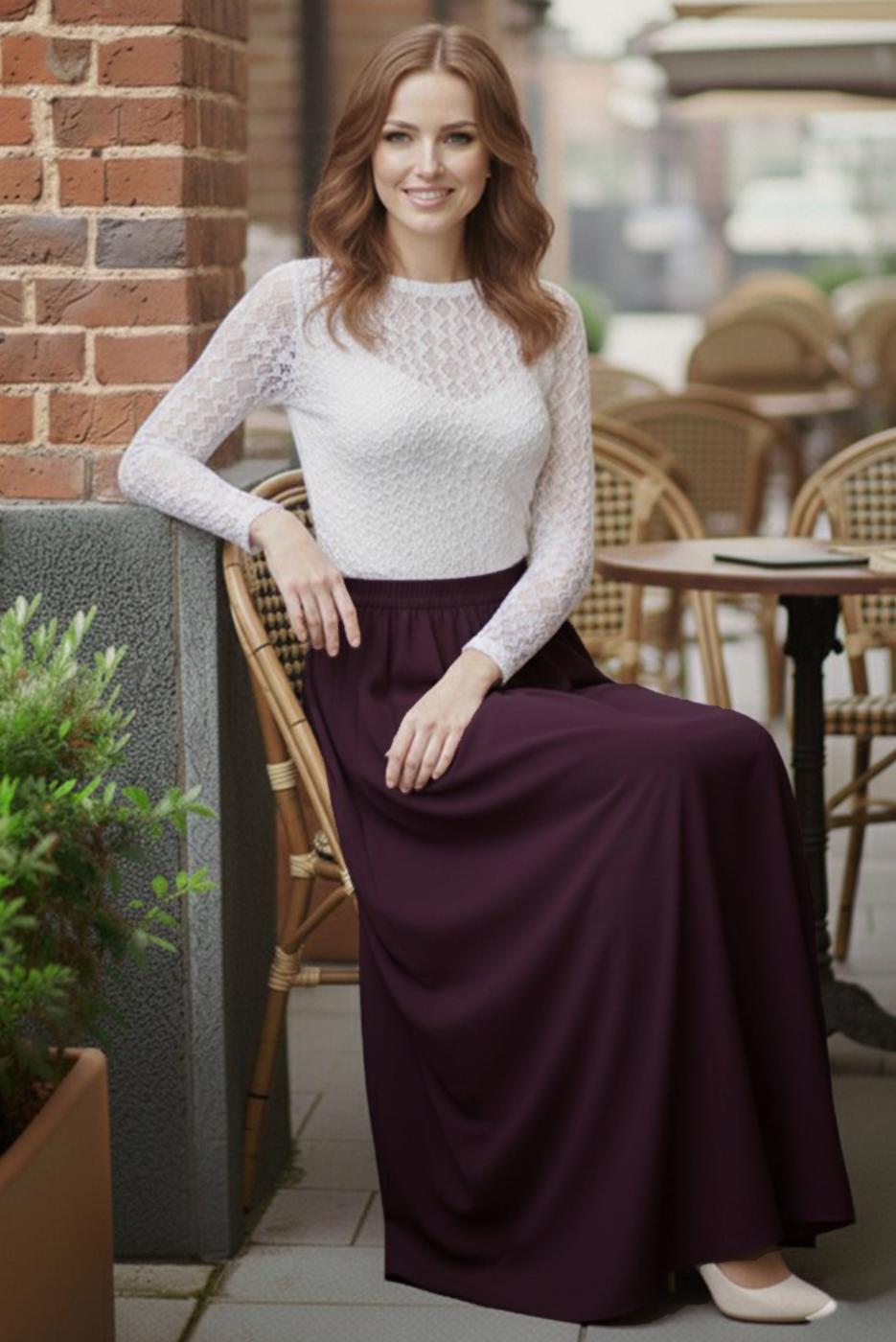 Hijab clothing PLUM ELASTIC WAIST SKIRT T 312