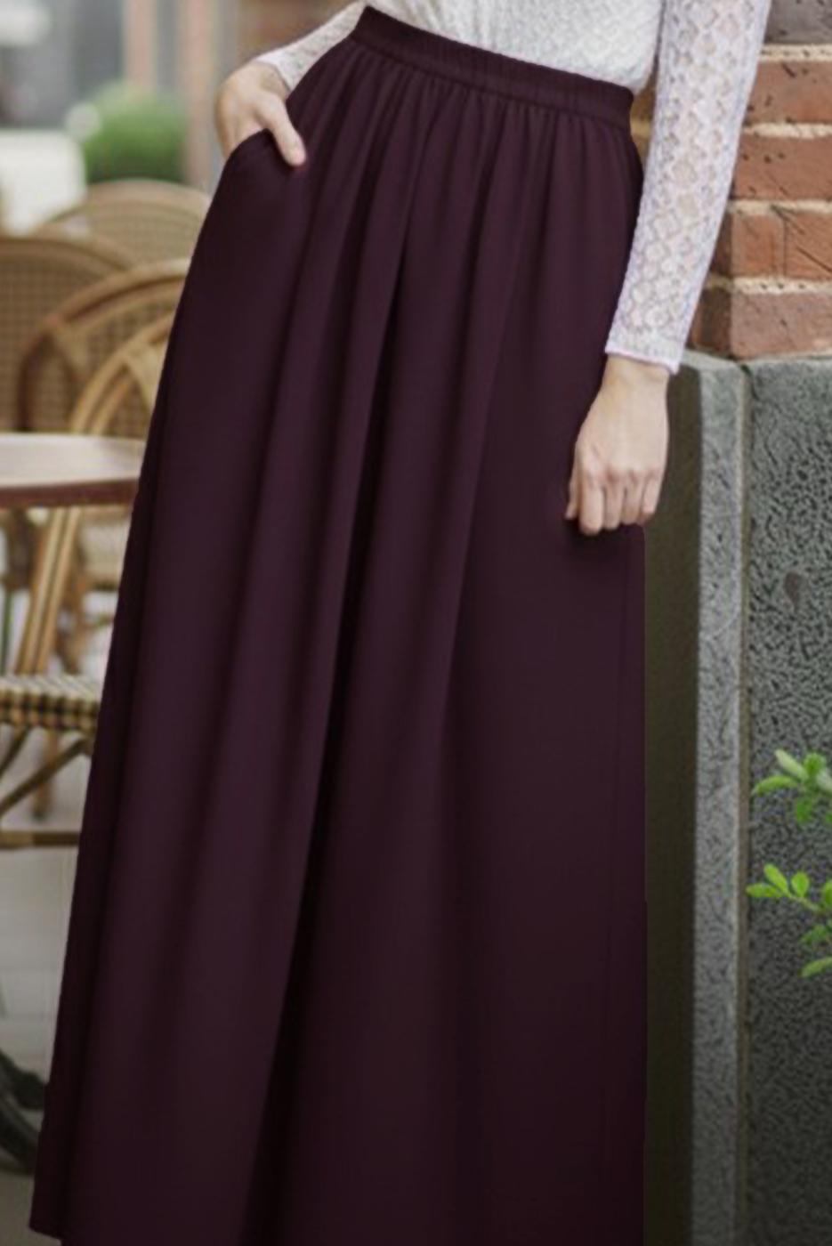 Hijab clothing PLUM ELASTIC WAIST SKIRT T 312