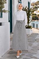 Vêtements hijab NOIR JUPE RAYÉE CEINTURÉE T 2770