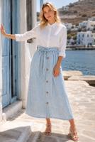 Vêtements hijab BLEU JUPE RAYÉE CEINTURÉE T 2770