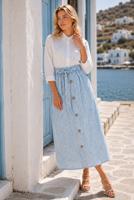 Vêtements hijab BLEU JUPE RAYÉE CEINTURÉE T 2770