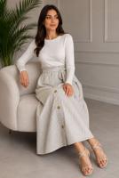 Vêtements hijab BEIGE JUPE RAYÉE CEINTURÉE T 2770