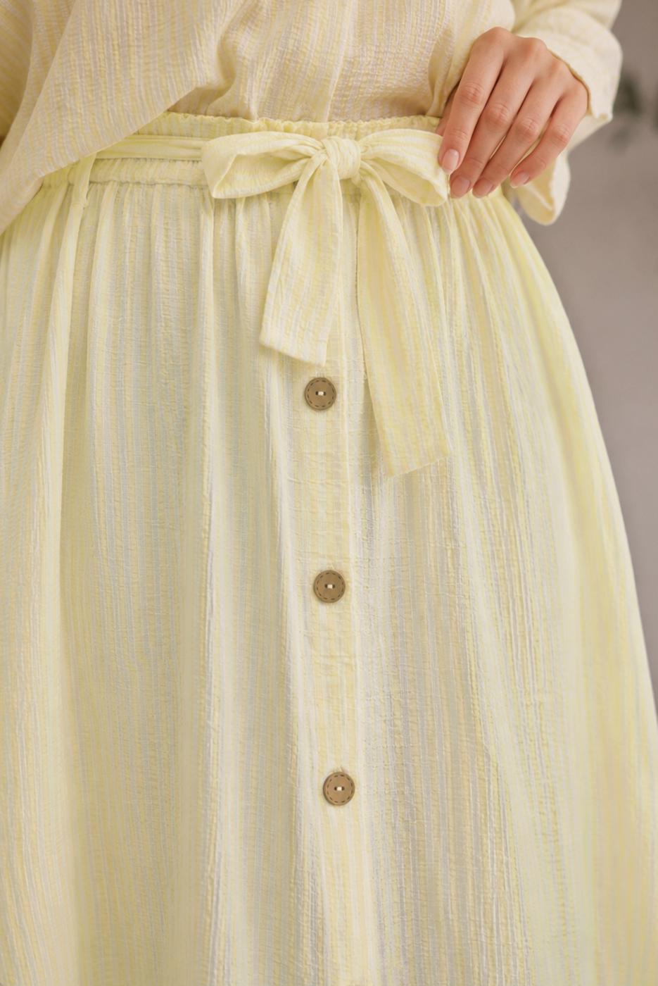 Vêtements hijab JAUNE JUPE RAYÉE CEINTURÉE T 2770
