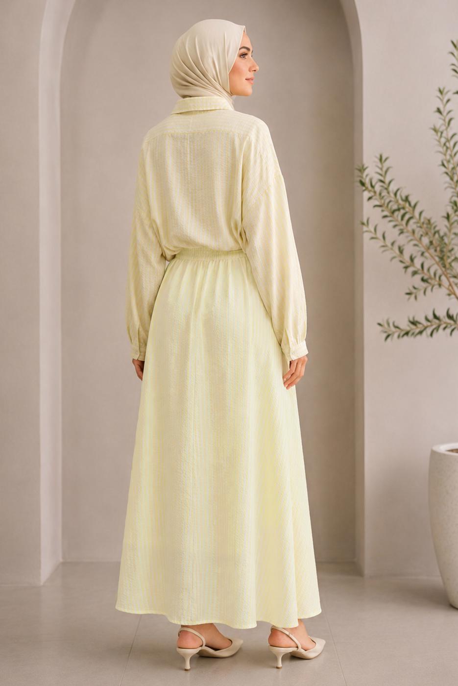 Vêtements hijab JAUNE JUPE RAYÉE CEINTURÉE T 2770