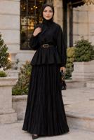 Vêtements hijab NOIR JUPE CRINKLE AVEC CEINTURE T 3701