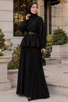 Vêtements hijab NOIR JUPE CRINKLE AVEC CEINTURE T 3701