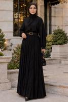 Vêtements hijab NOIR JUPE CRINKLE AVEC CEINTURE T 3701