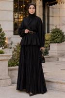 Vêtements hijab NOIR JUPE CRINKLE AVEC CEINTURE T 3701
